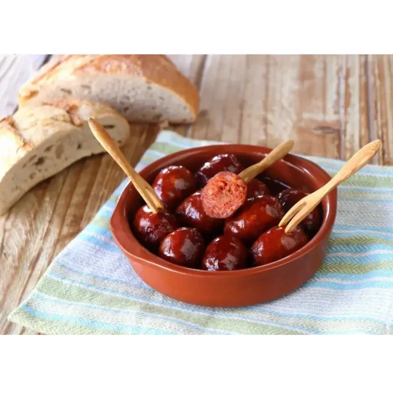 Palcarsa Mini Spicy Chorizos (1kg) 2 Palcarsa Mini Chorizos cooked and in a bowl