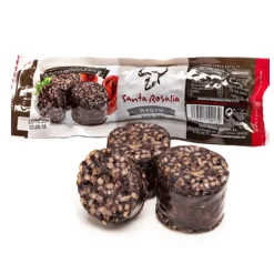 Santa Rosalía Wagyu Blood Sausage (350g) 3 Santa Rosalia wagyu blood sausage packed and cut piece. 350 grams