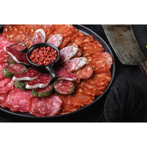 Selection of cold cut meats for a charcuterie board