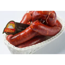 Vallina Asturian chorizo full pieces sitting in a white basket