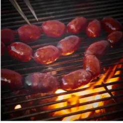 Domingo Ortiz BBQ Chorizo Minis on barbecue