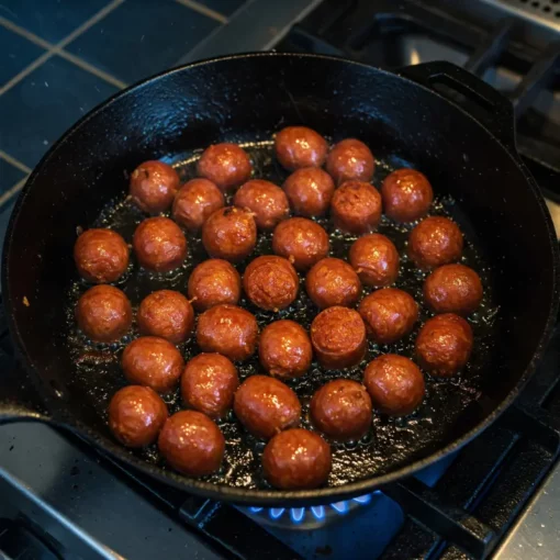 Palcarsa mini chorizos frying on pan