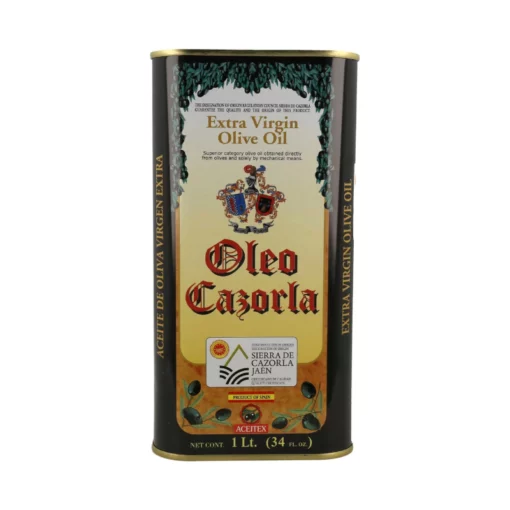 Oleo Cazorla Extra Virgin Olive Oil in tin with plastic handle. 1 litre.