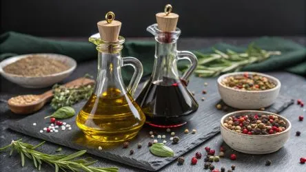 Spanish olive oils and vinegars with dried fruits