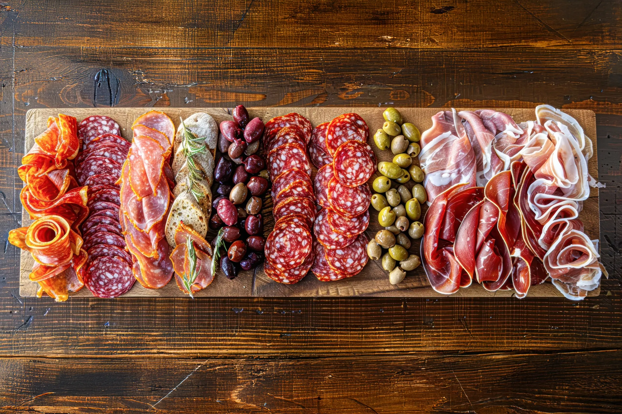 selection of spanish charcuterie on a board