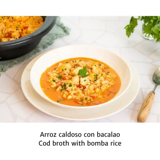 Cod broth with bomba rice