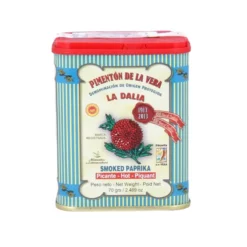 Tin of La Dalía hot smoked paprika from Spain. 70g
