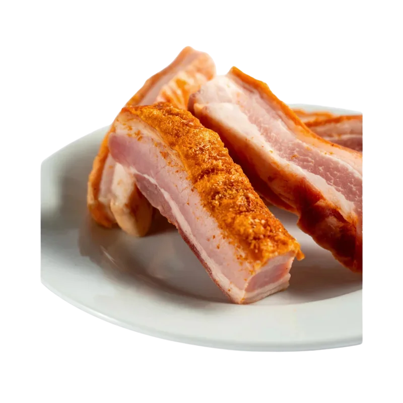 Vegafría Crispy Soria Panceta (400g) 2 Vegafría Crispy Soria Panceta served on plate