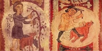 The orgins os serrano ham depicted on murals