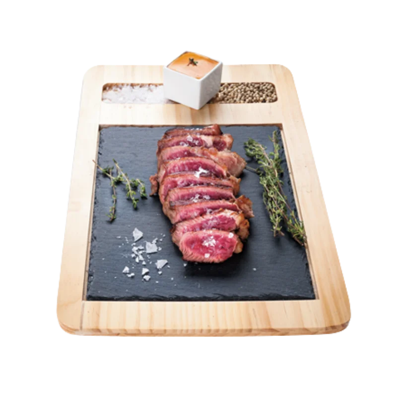 Slate And Bamboo Serving Board 1 Slate And Bamboo Serving Board with food served