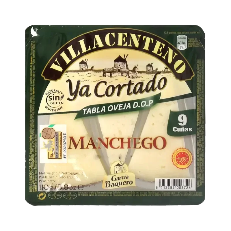 Villacenteno Aged Manchego Cheese Sliced Wedges (110g) 1 Villacenteno Aged Manchego Cheese Sliced Wedges