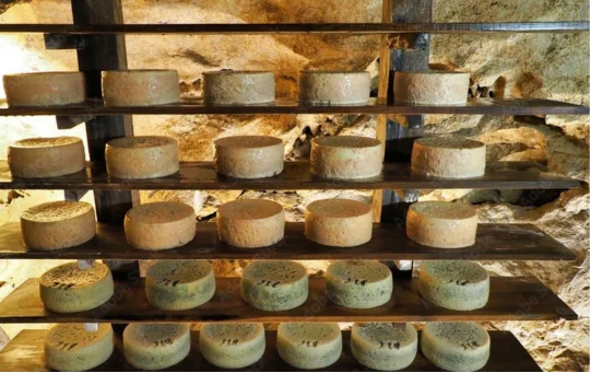 Cabrales cheeses curing in cave - Buy Cabrales cheese online in Ireland